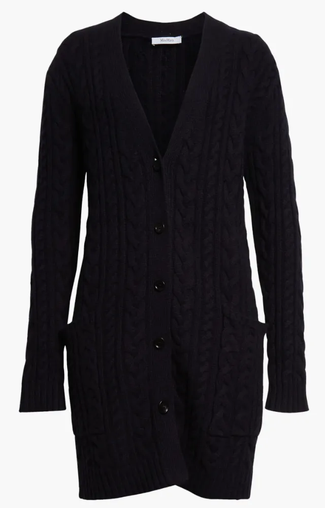 MAX MARA CALOTTA WOOL & CASHMERE CABLE STITCH LONG CARDIGAN