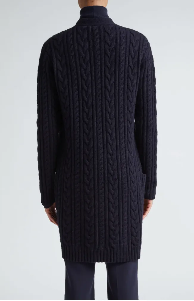 MAX MARA CALOTTA WOOL & CASHMERE CABLE STITCH LONG CARDIGAN