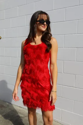 Miss Red Fringe Dress