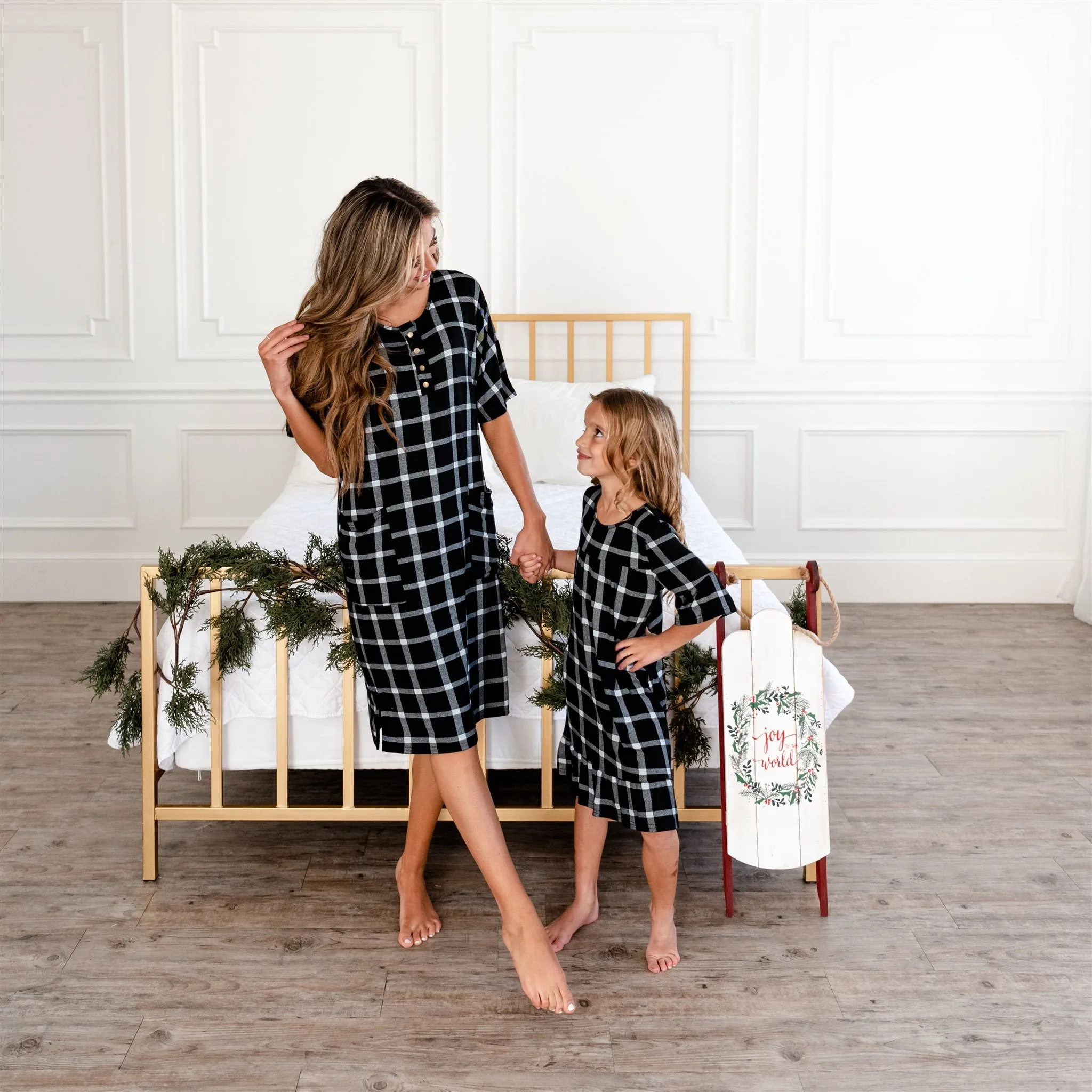 Noel House Dress: Black Plaid