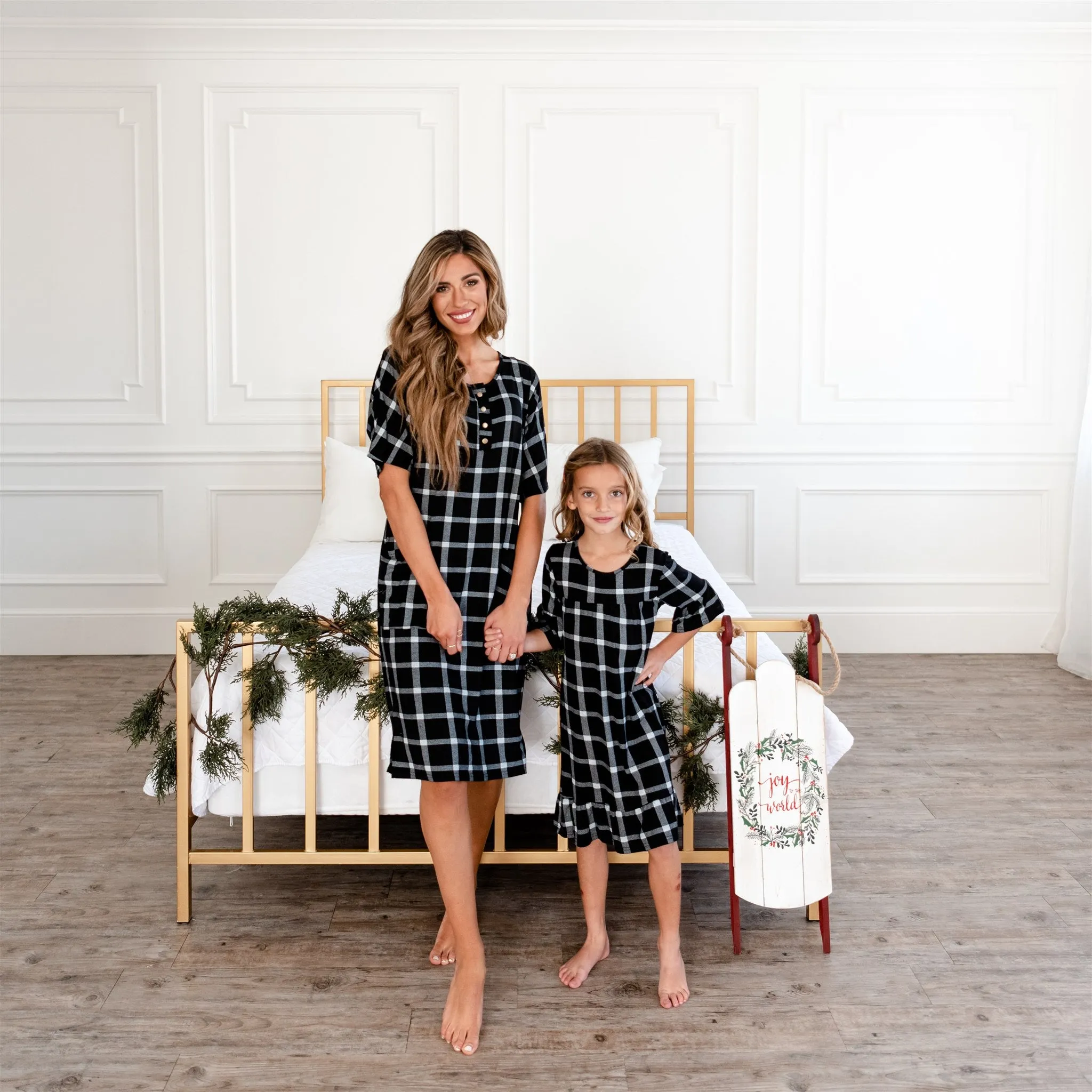 Noel House Dress: Black Plaid