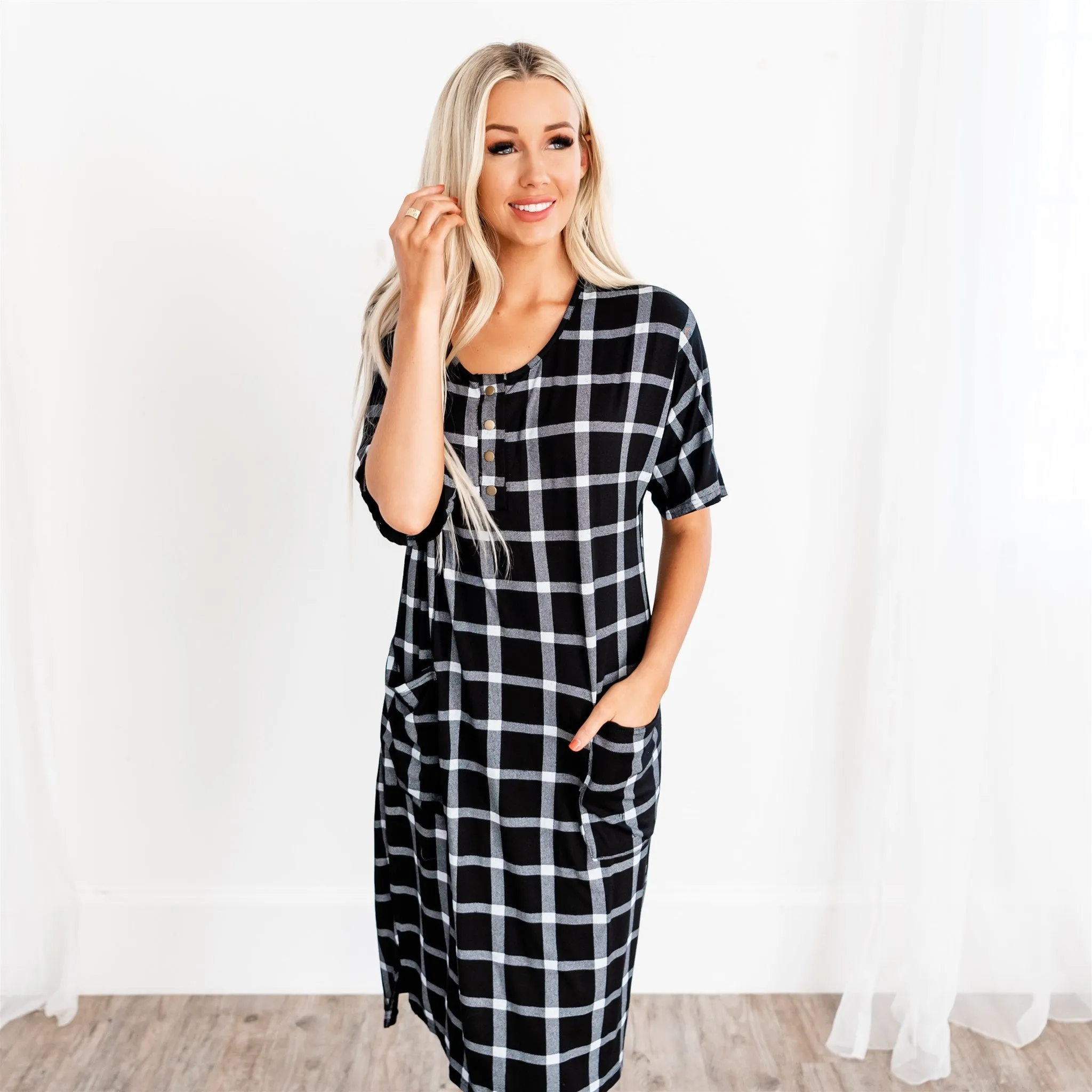 Noel House Dress: Black Plaid