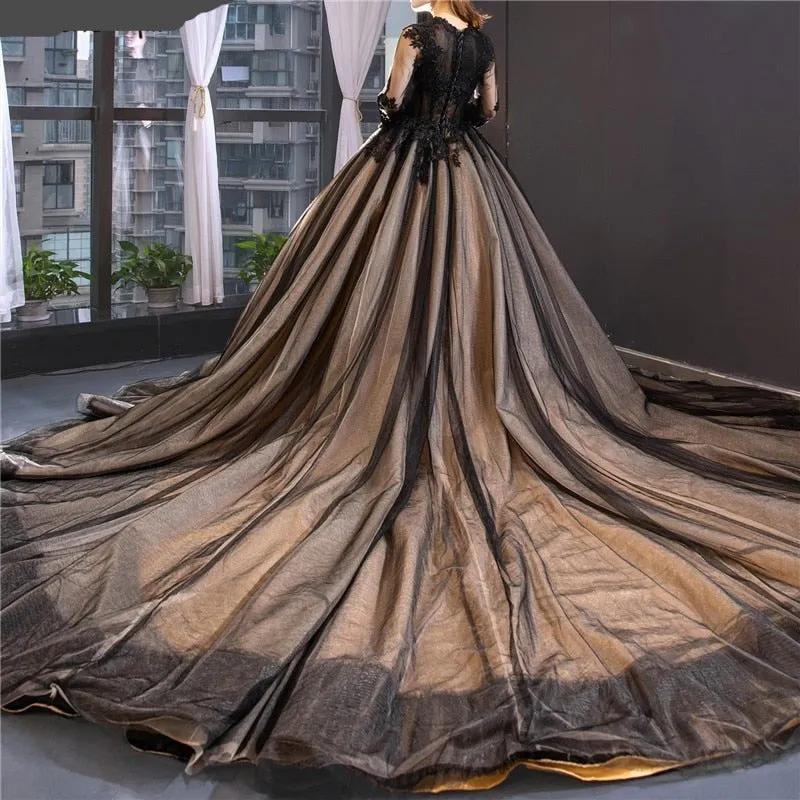 Noir Floral Elegance Gown