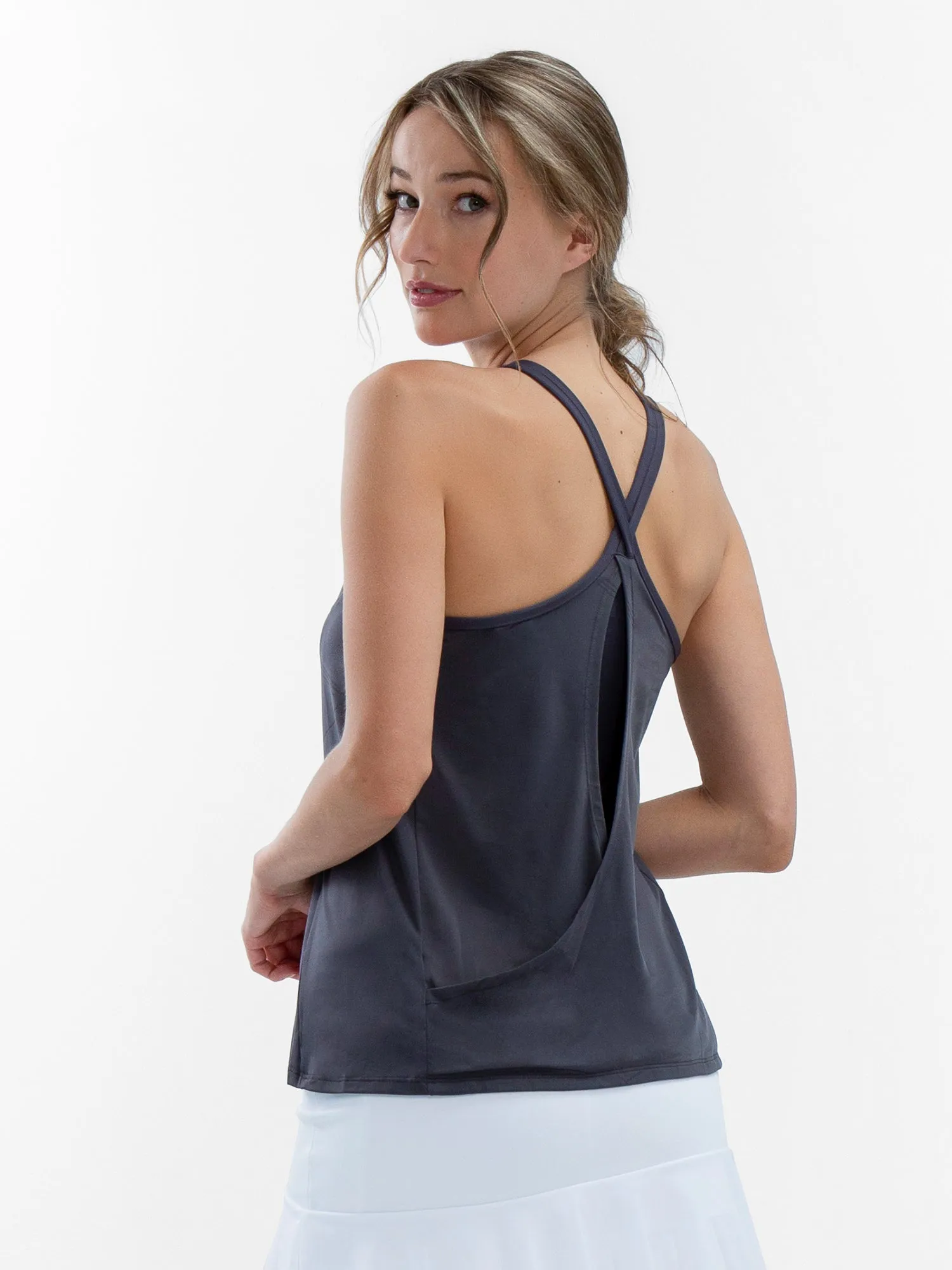 Nora Halter Neck Active & Tennis Tank - Smoke