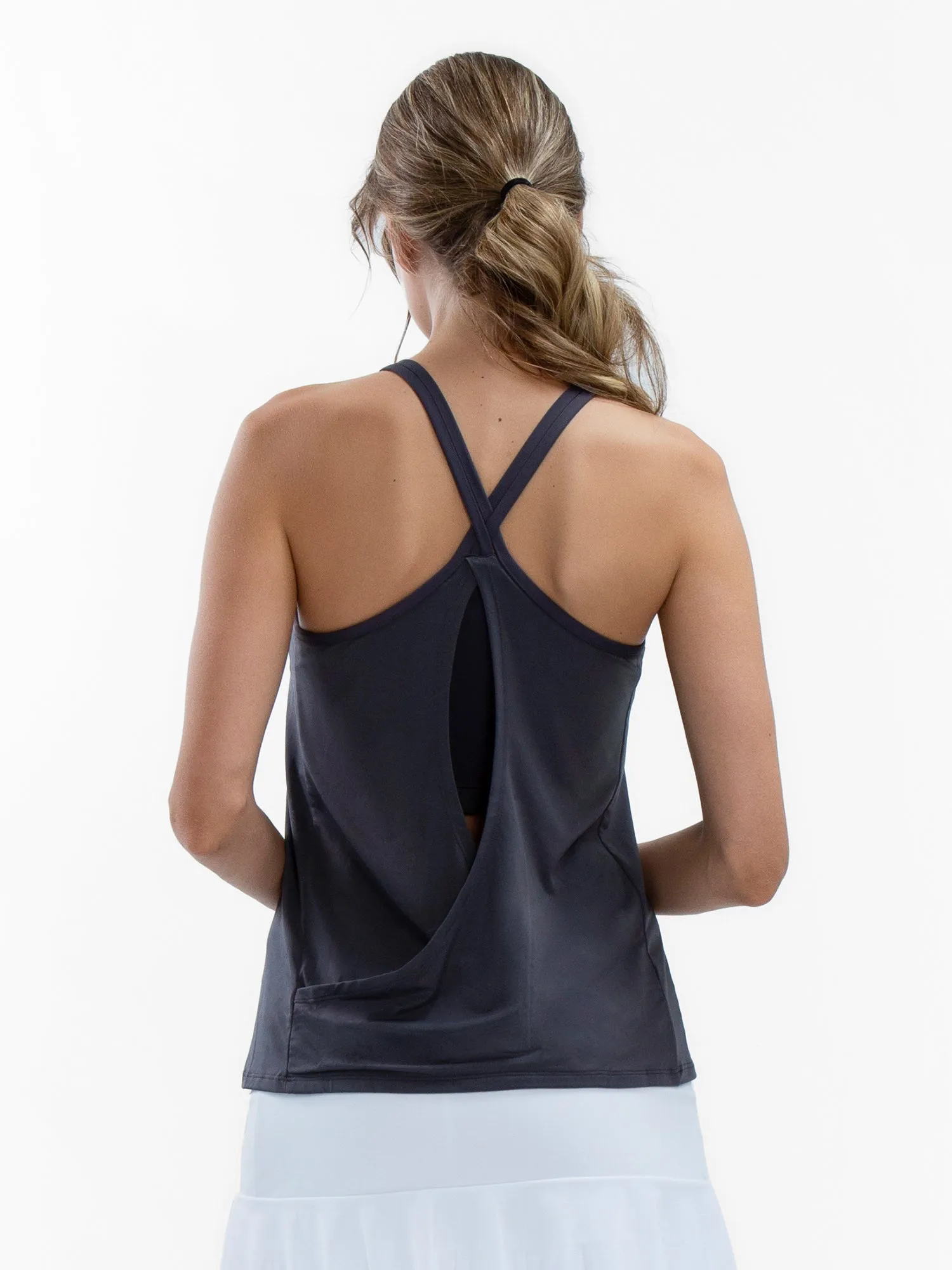 Nora Halter Neck Active & Tennis Tank - Smoke