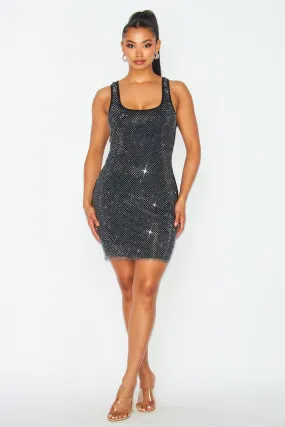 Onyx Mesh Bodycon Sparkle Dress