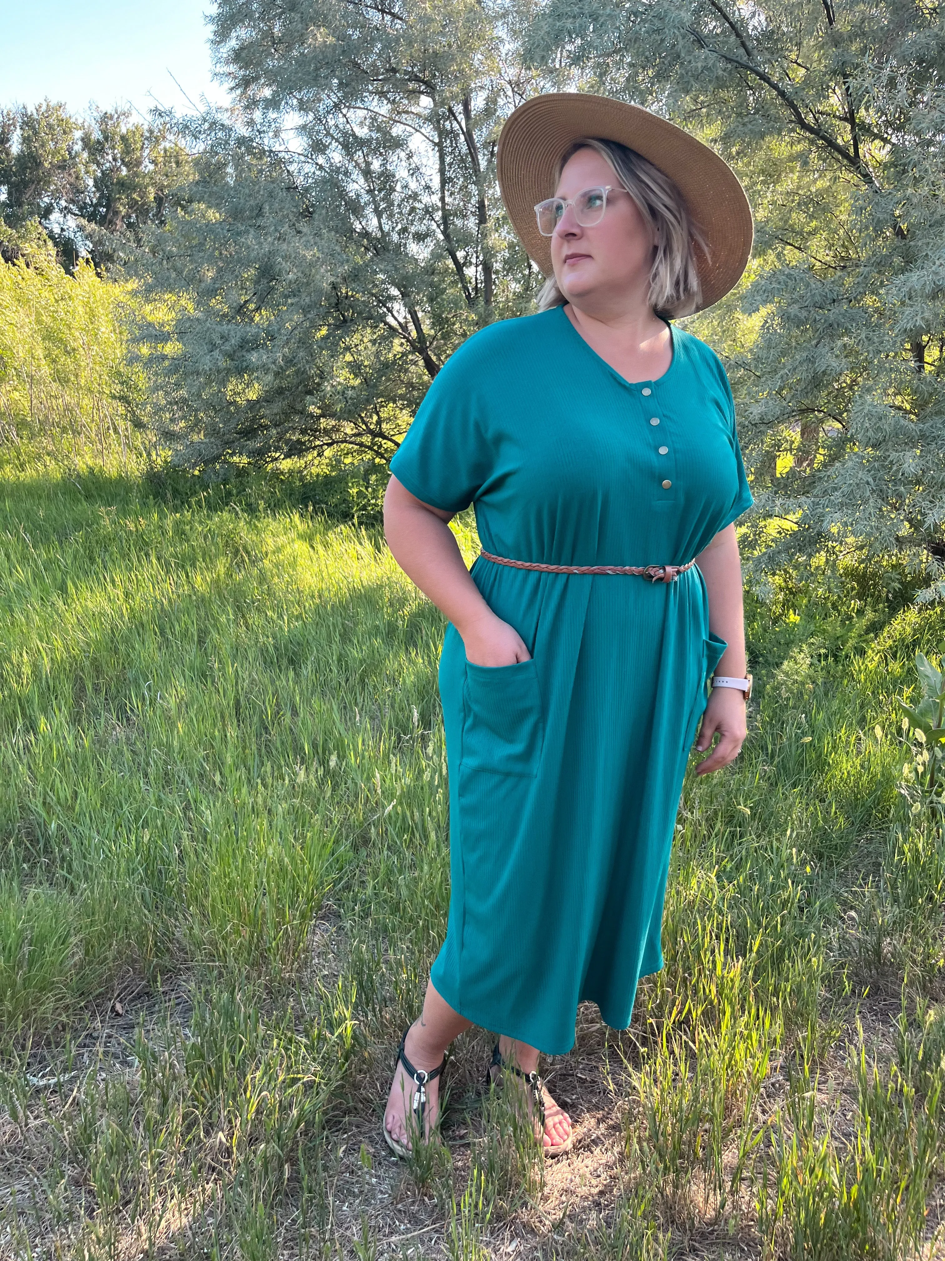 Ribbed Peacock T-shirt Dress