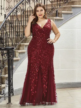 Robe de soirée à paillettes Encolure en V pour femmes de grande taille