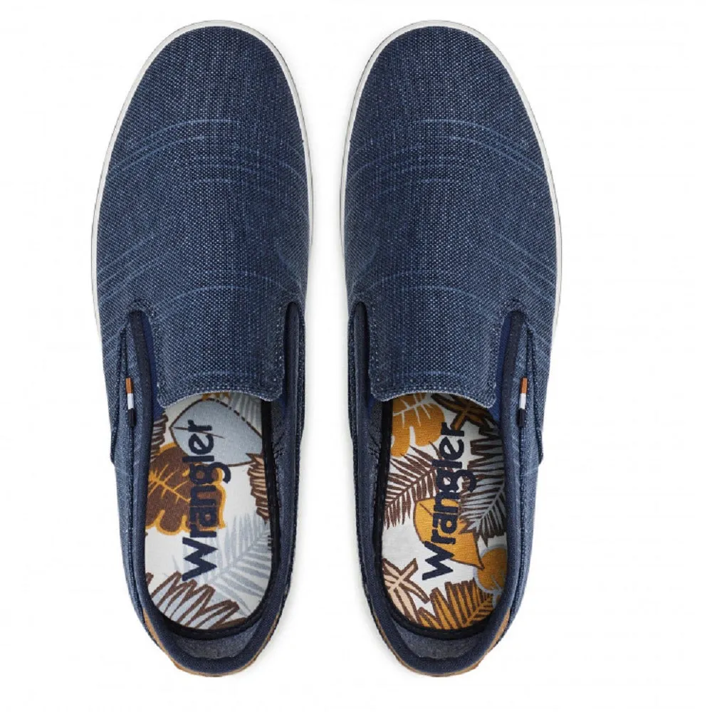 Scarpe uomo WRANGLER art. CALIPSO SLIP ON WM21001A mocassino tela blu casual