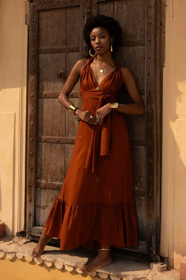 Sissy Maxi Dress - Rust Orange