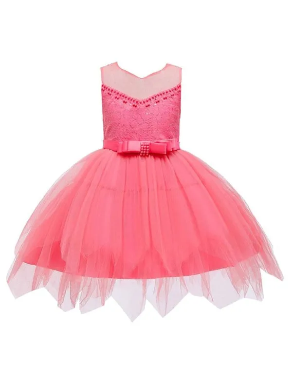 Sleeveless Embroidered Kids Social Party Dresses Flower Girl Dresses