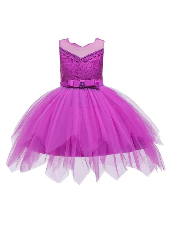 Sleeveless Embroidered Kids Social Party Dresses Flower Girl Dresses