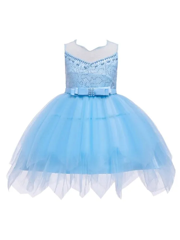 Sleeveless Embroidered Kids Social Party Dresses Flower Girl Dresses