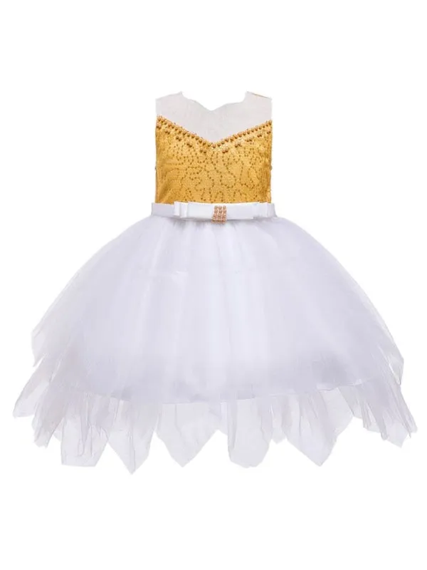 Sleeveless Embroidered Kids Social Party Dresses Flower Girl Dresses