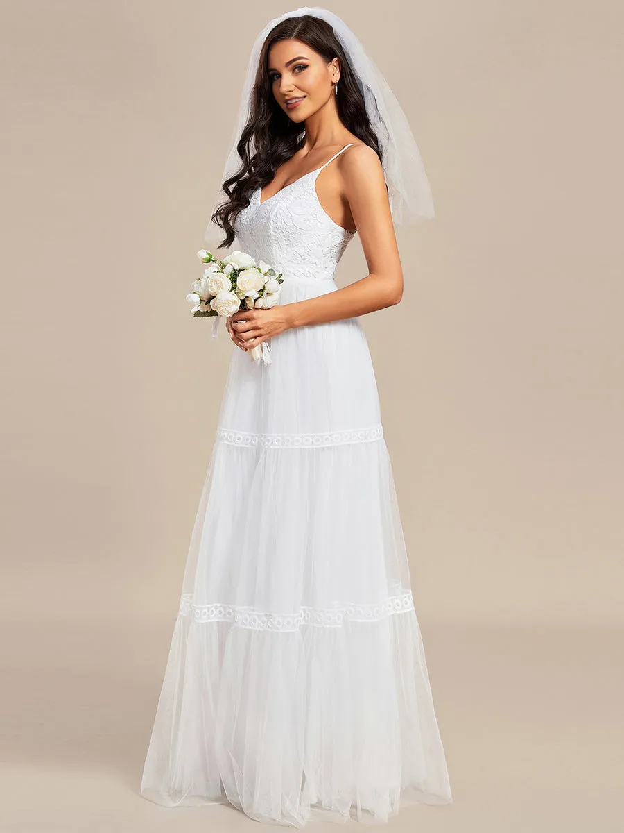 Spaghetti Straps Embroidery Wedding Dresses