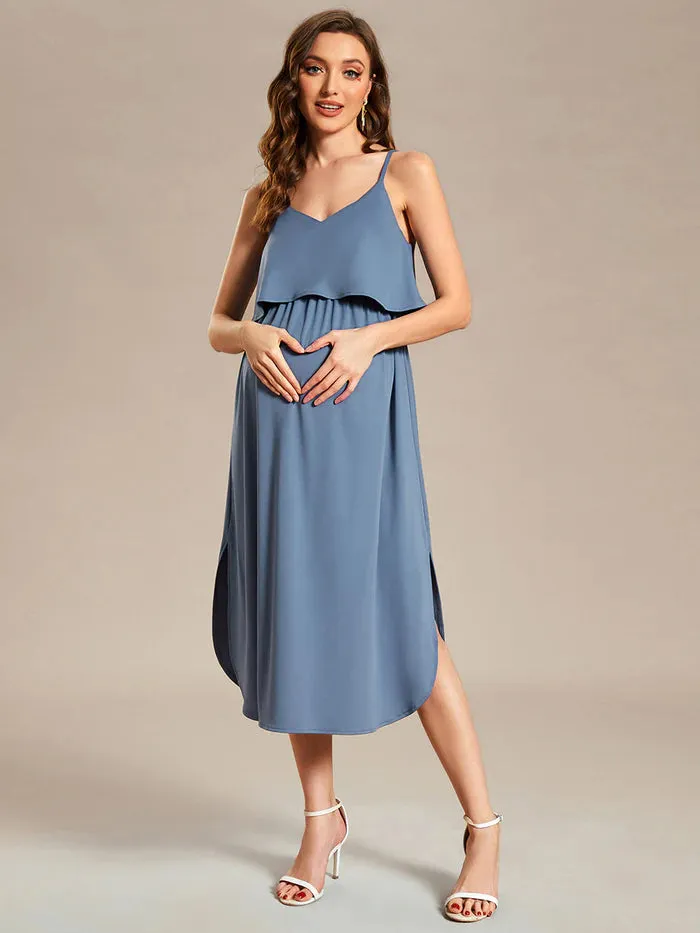 Spaghetti Straps Ruffles Maternity Dresses