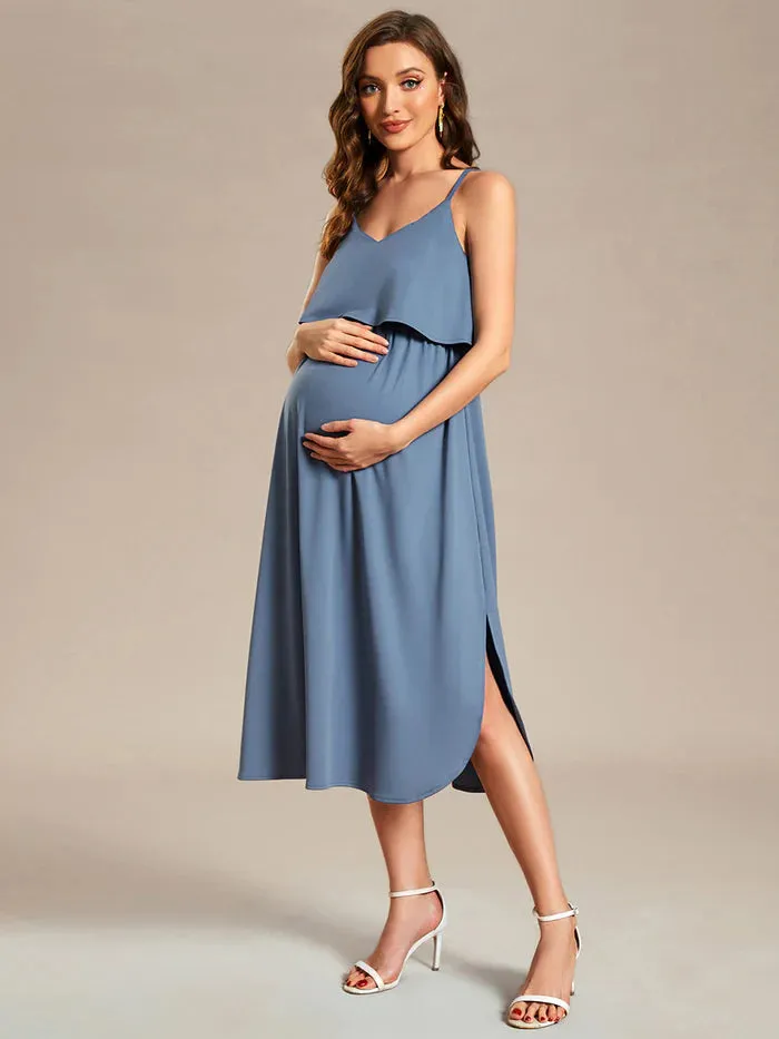 Spaghetti Straps Ruffles Maternity Dresses