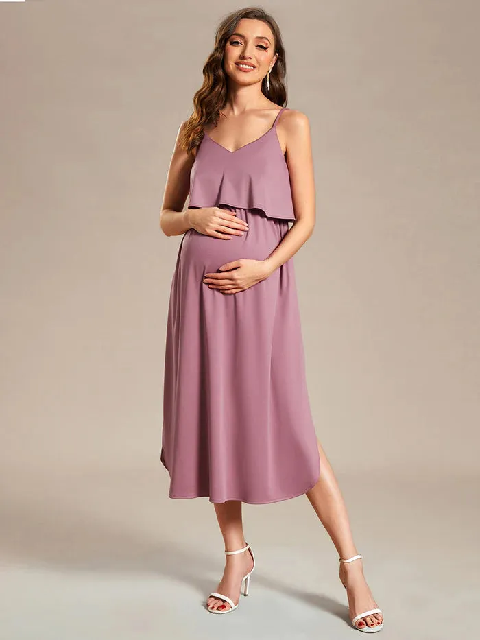 Spaghetti Straps Ruffles Maternity Dresses