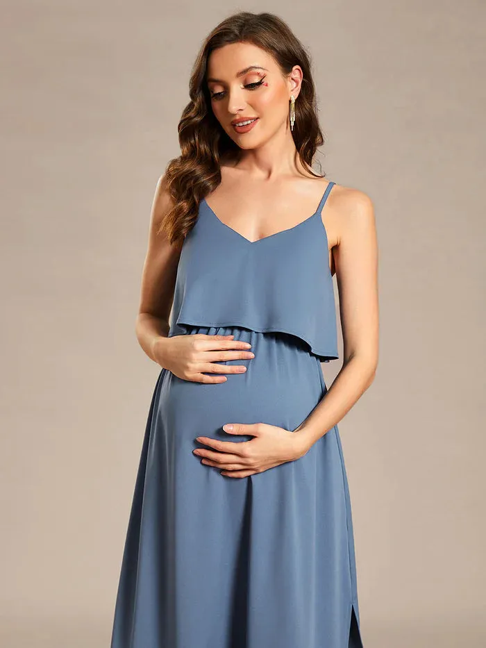 Spaghetti Straps Ruffles Maternity Dresses