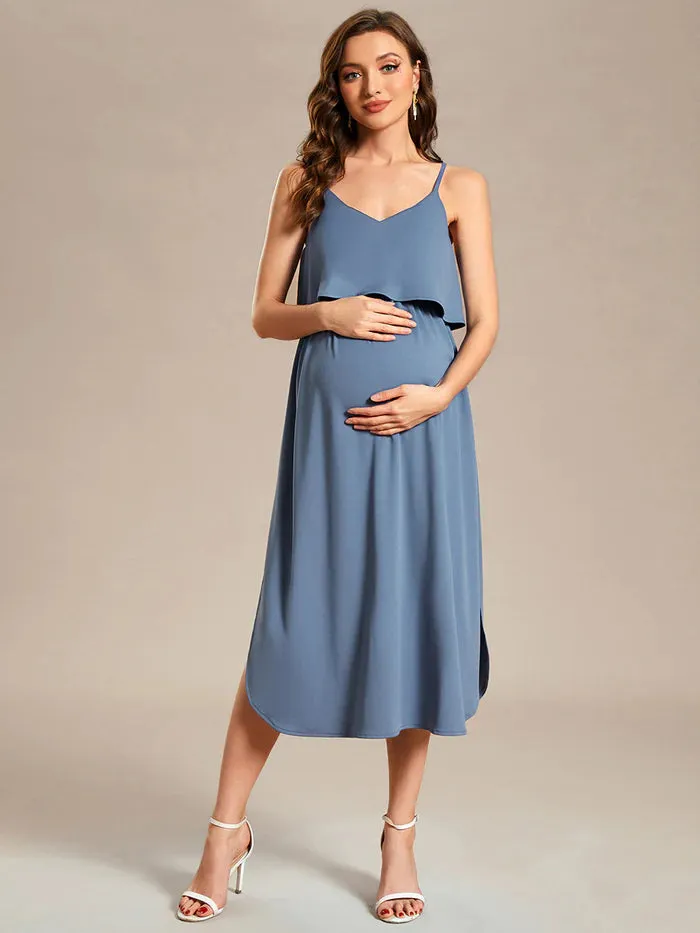 Spaghetti Straps Ruffles Maternity Dresses