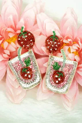 Strawberry cocktail BEADED EARRINGS