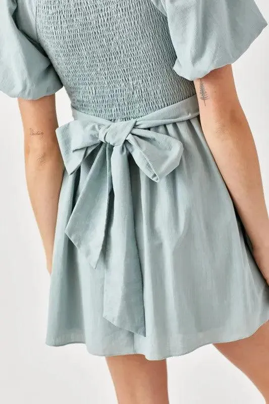 Women's Mini Dress Cross-wrap Blue Sage