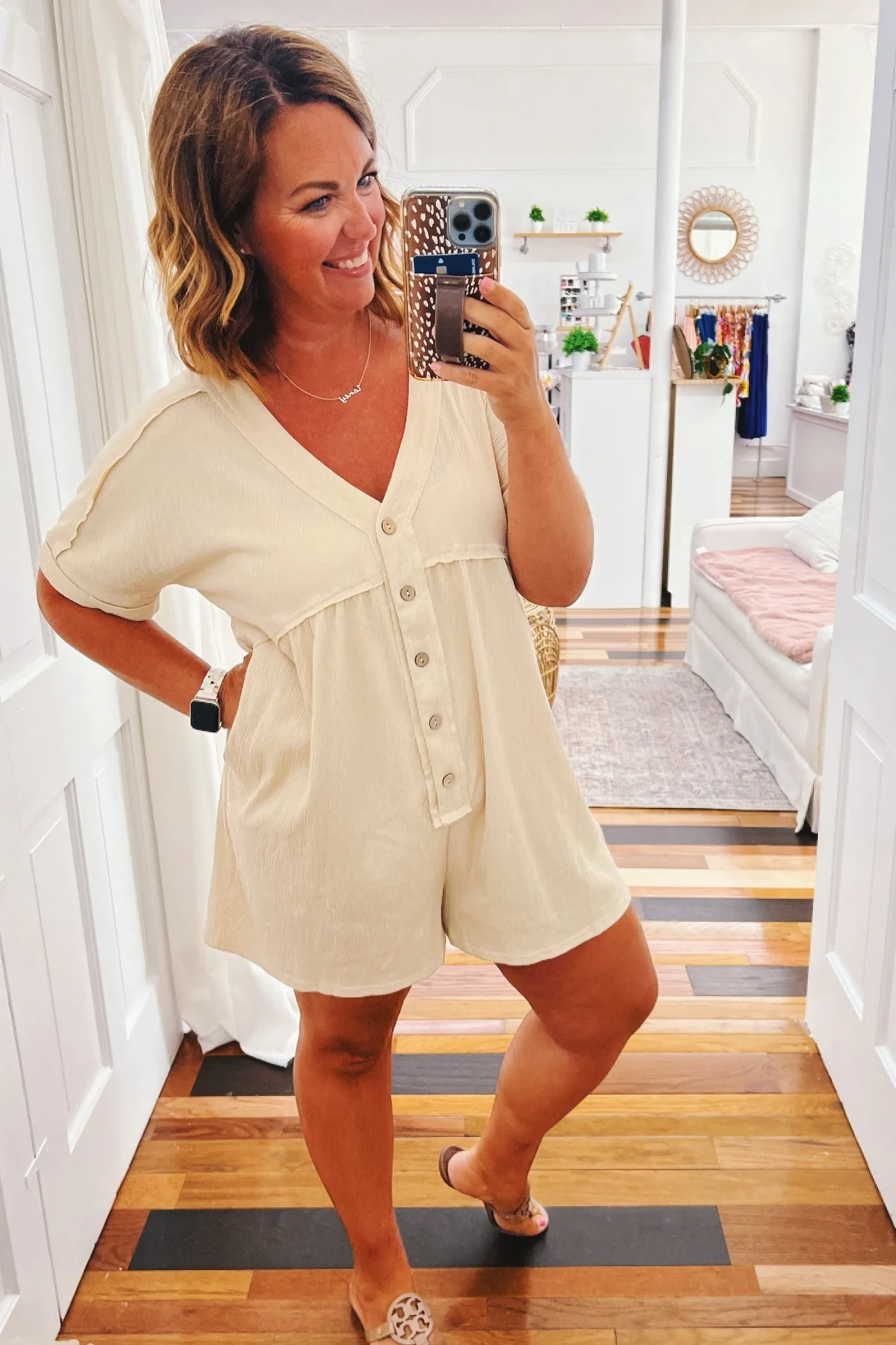 Zoey Loose Romper Beige